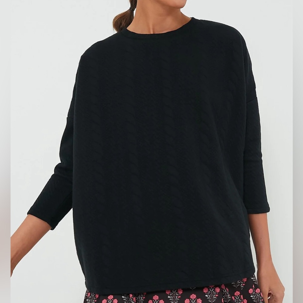Tuckernuck Sport Black Cable Ally Swing Sweatshirt NWT